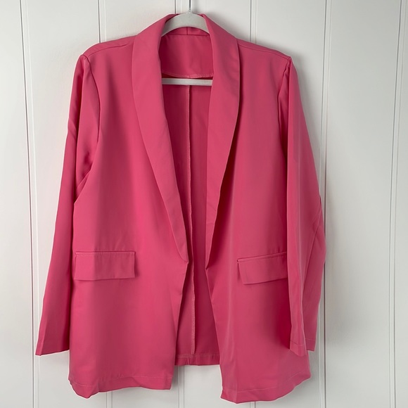Jackets & Blazers - Pink Blazer Women's Size Large Lightweight Open Front Casual Barbiecore